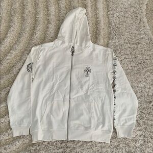 Chrome Hearts Print Logo White Pullover Hoodie Mens Size Large